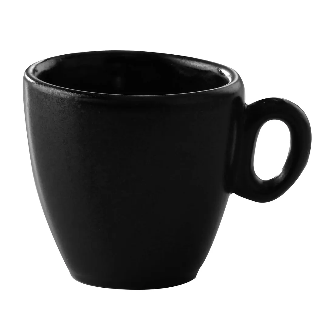 GET PP1941814124 Espresso Cup 1-7/8 oz (3" Dia) Black Glaze Porcelain Handle Oven Safe - 1 Dozen