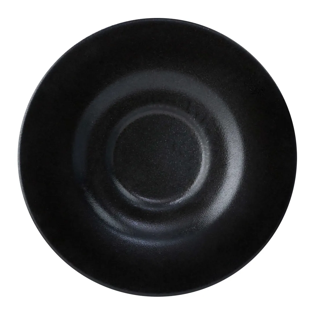 GET PP1941900124 Coffee Saucer 5" Porcelain, Black Glaze, Rolled Edge, Microwave Safe - 1 Dozen