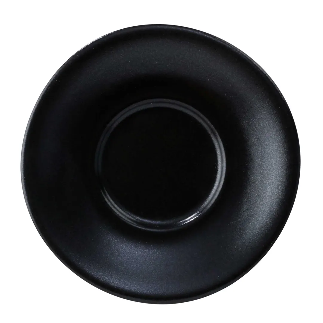 GET PP1941900324 Tea Bouillon Saucer, 6½" Round Porcelain, Black Glaze, Rolled Edge - Dozen