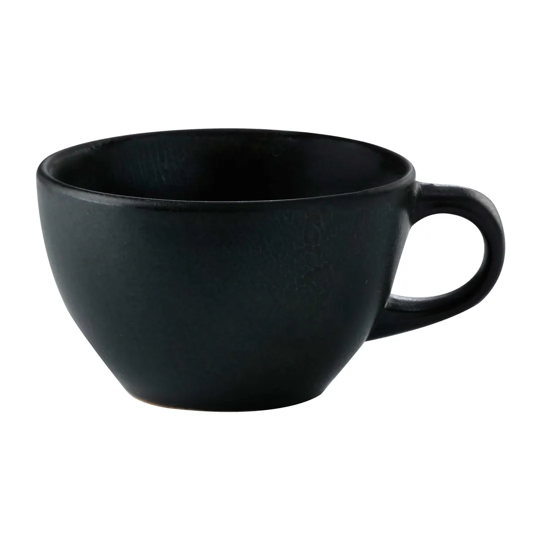 GET PP1941904224 Espresso Cup, 3‑11/16 oz (4" Dia.) Edge, Black Glaze Porcelain, MW Safe - Dozen