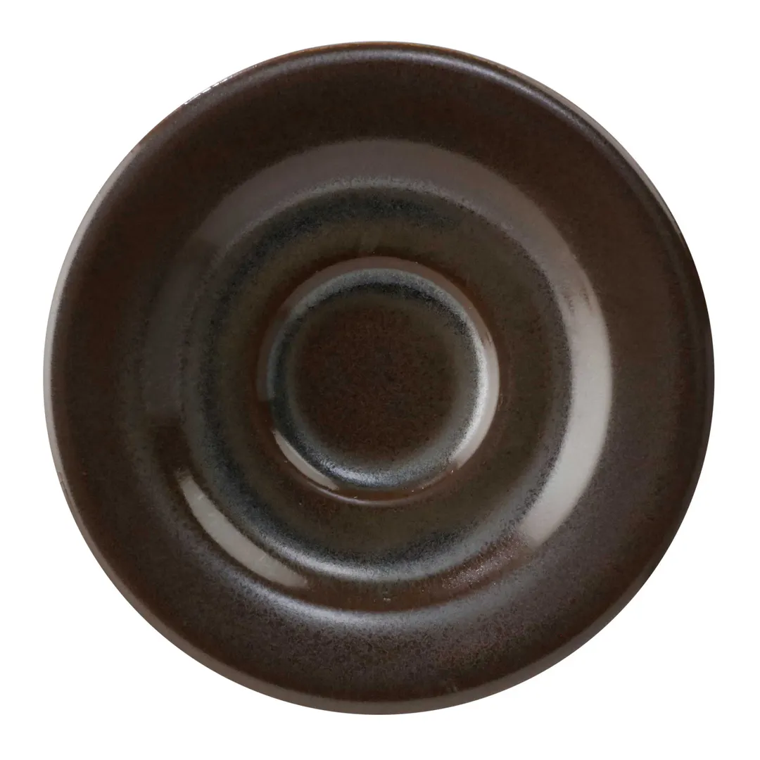 GET PP1942900124 Coffee Saucer 5" Rolled Edge Porcelain Brown Glaze ScratchRes Mic/DW 380°F - 1 Dozen