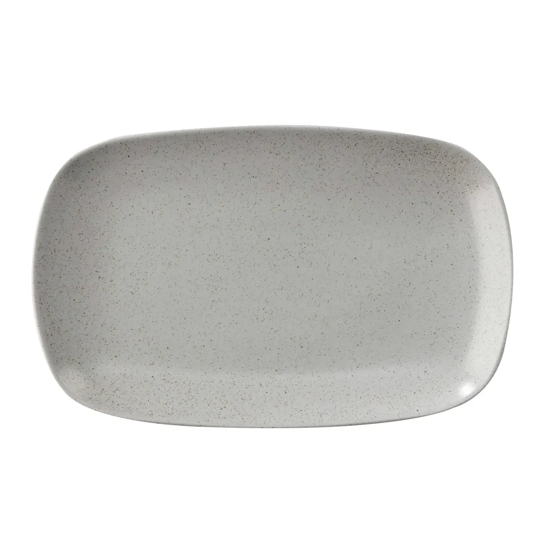 GET PP1944917612 Rect Porc. Tray 13-2/5" x 8-1/4", Microwave Safe, Cosmos Moon Grey Glaze - 1 Dozen