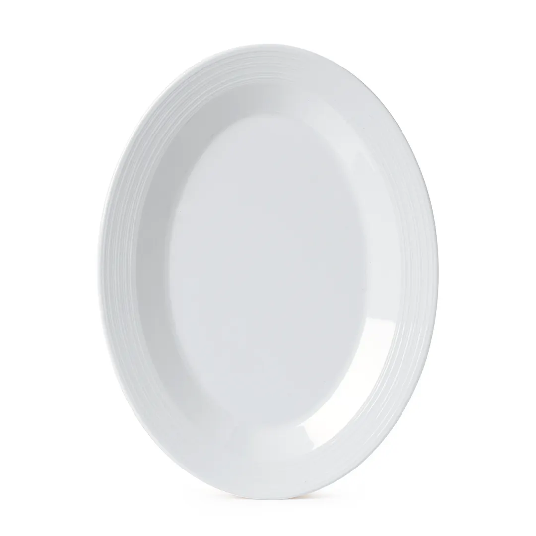 GET PT-129-MN-W Minski™ Platter, 12" X 9" Oval Melamine Tray, White, Dishwasher Safe - 1 Dozen
