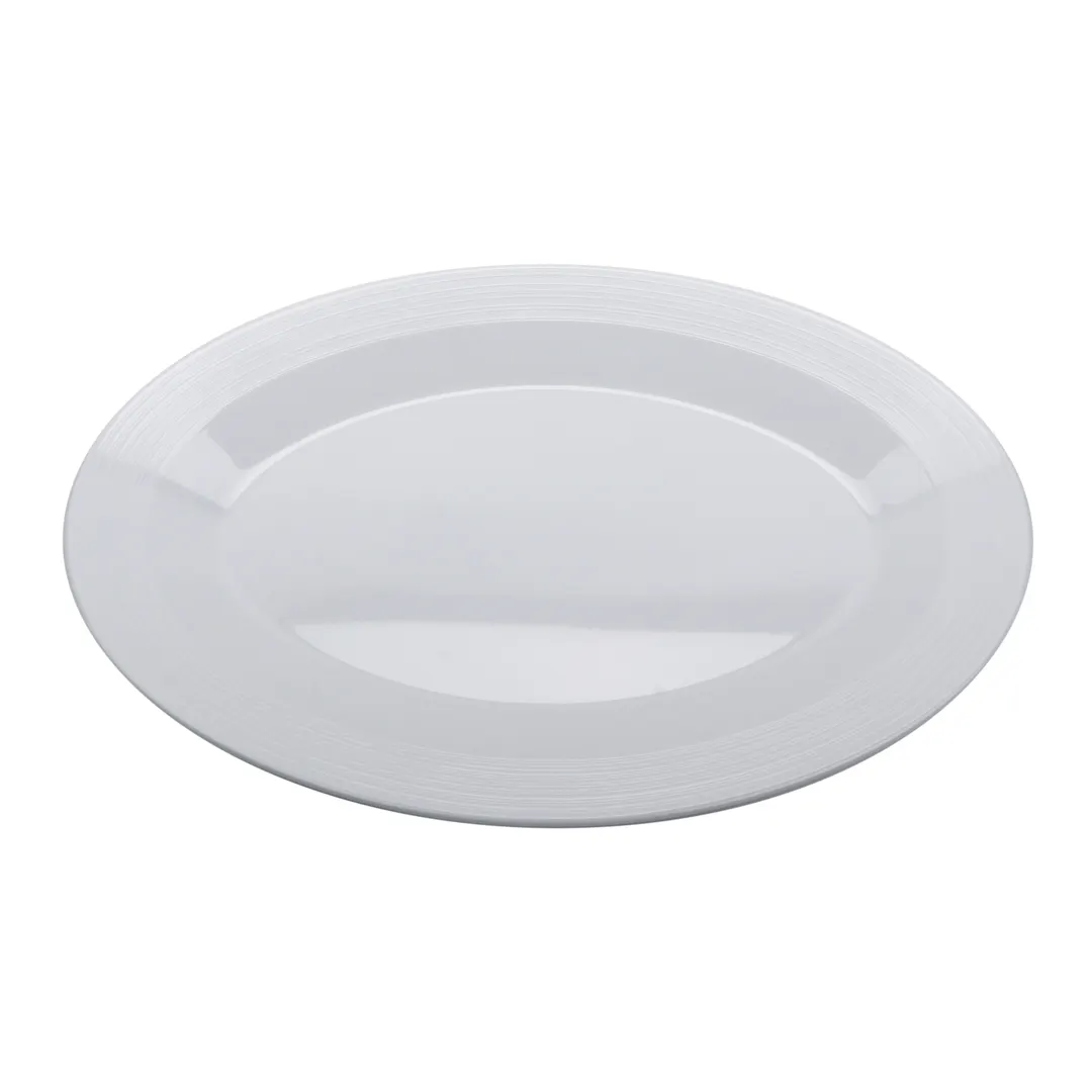 GET PT-151-MN-W Minski™ Plate, 15" x 11", Oval, Textured Rim, Break-Resistant, Melamine, White