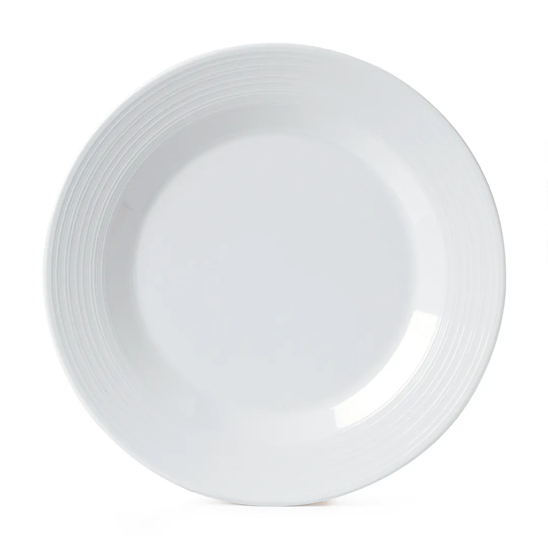 GET PT-7-MN-W Minski Plate – 7½" Round White Melamine Plate With Textured Wide Rim - Dozen