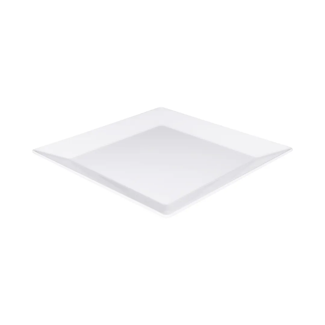 GET Q2-V145-W Serving Platter, 14" x 1-1/4" H, Square White Melamine, Dishwasher Safe, BPA‑Free