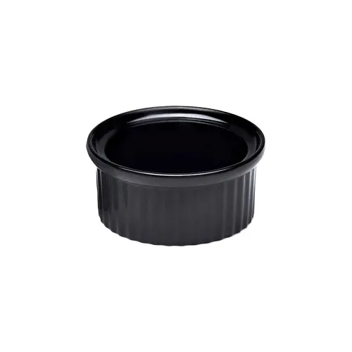 GET R1-B Elite Global Solutions Ramekin, 1 Oz., 2-1/8" Dia. X 1"H, Round, Ribbed, Melamine, Black