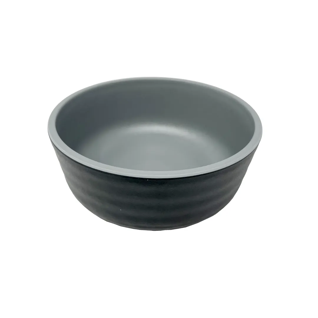 GET RB-15-GRM/BKM - Roca Soup/Salad Bowl, 15 oz (20 oz rim), Melamine, Gray/Black - Dozen