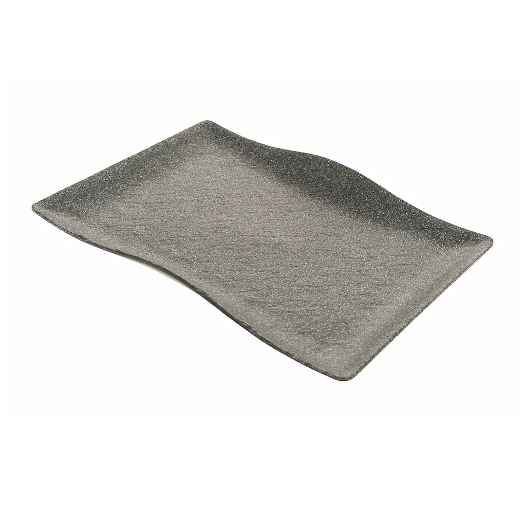 GET RFS203 Cheforward Infuse Platter, 19-3/5"L x 14"W x 2"H, Rectangular, Melamine, Stone Grey