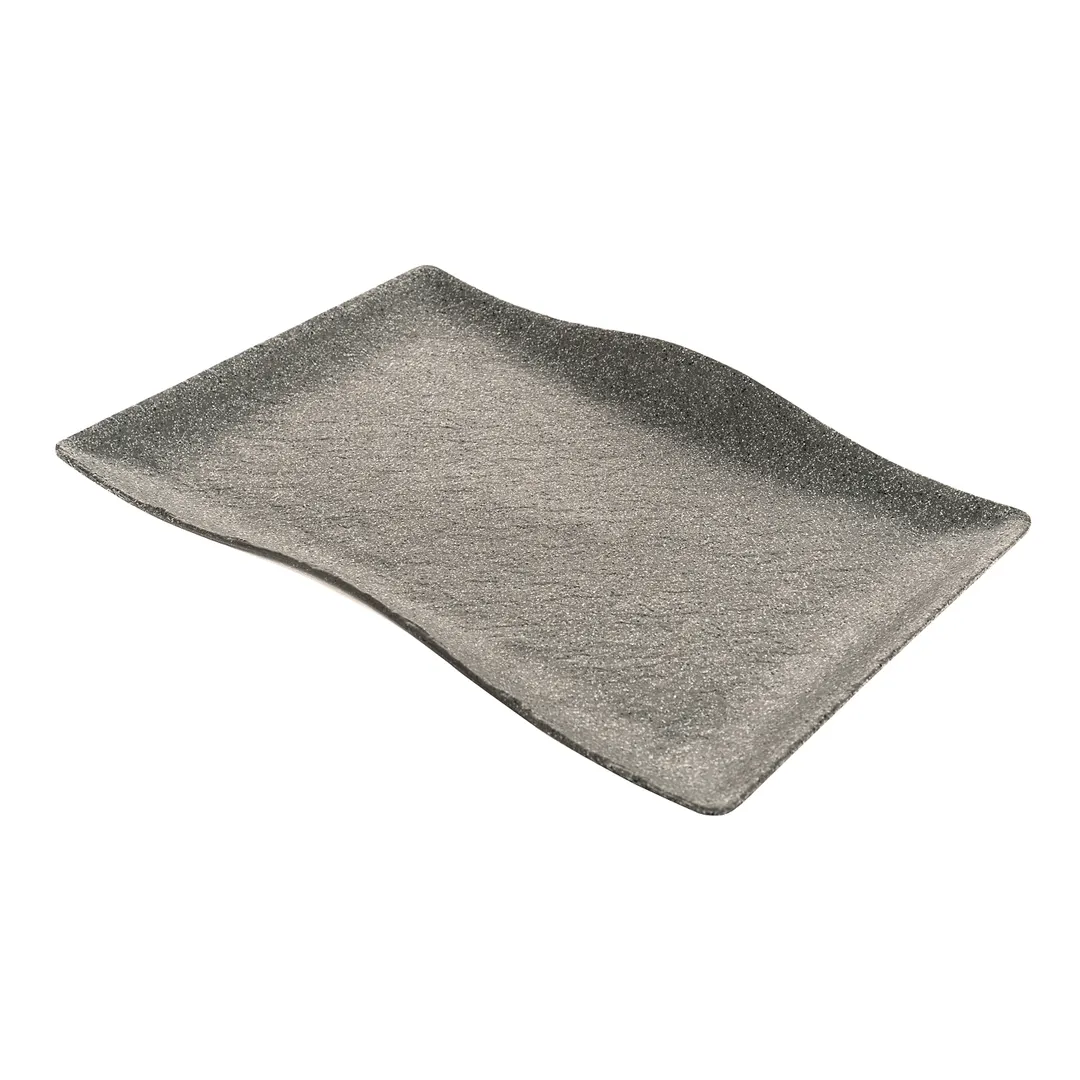 GET RFS204 Platter - 24.5" L x 16" W x 2" H, Rectangular Melamine Tray, Stone Grey Dishwasher Safe