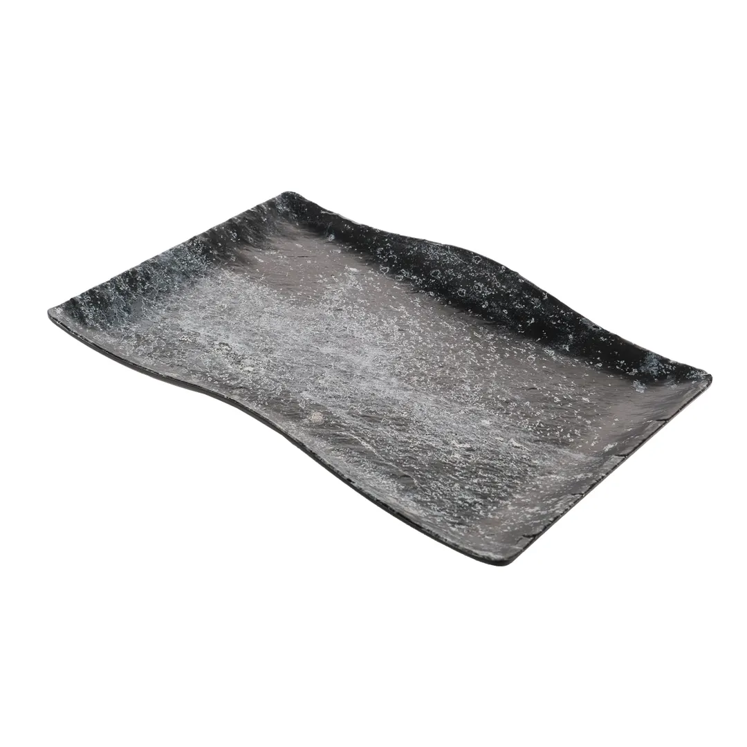 GET RFS403 Platter, 19.6"L x 14"W x 2"H, Large Rectangular Melamine, Weathered Pewter Gray