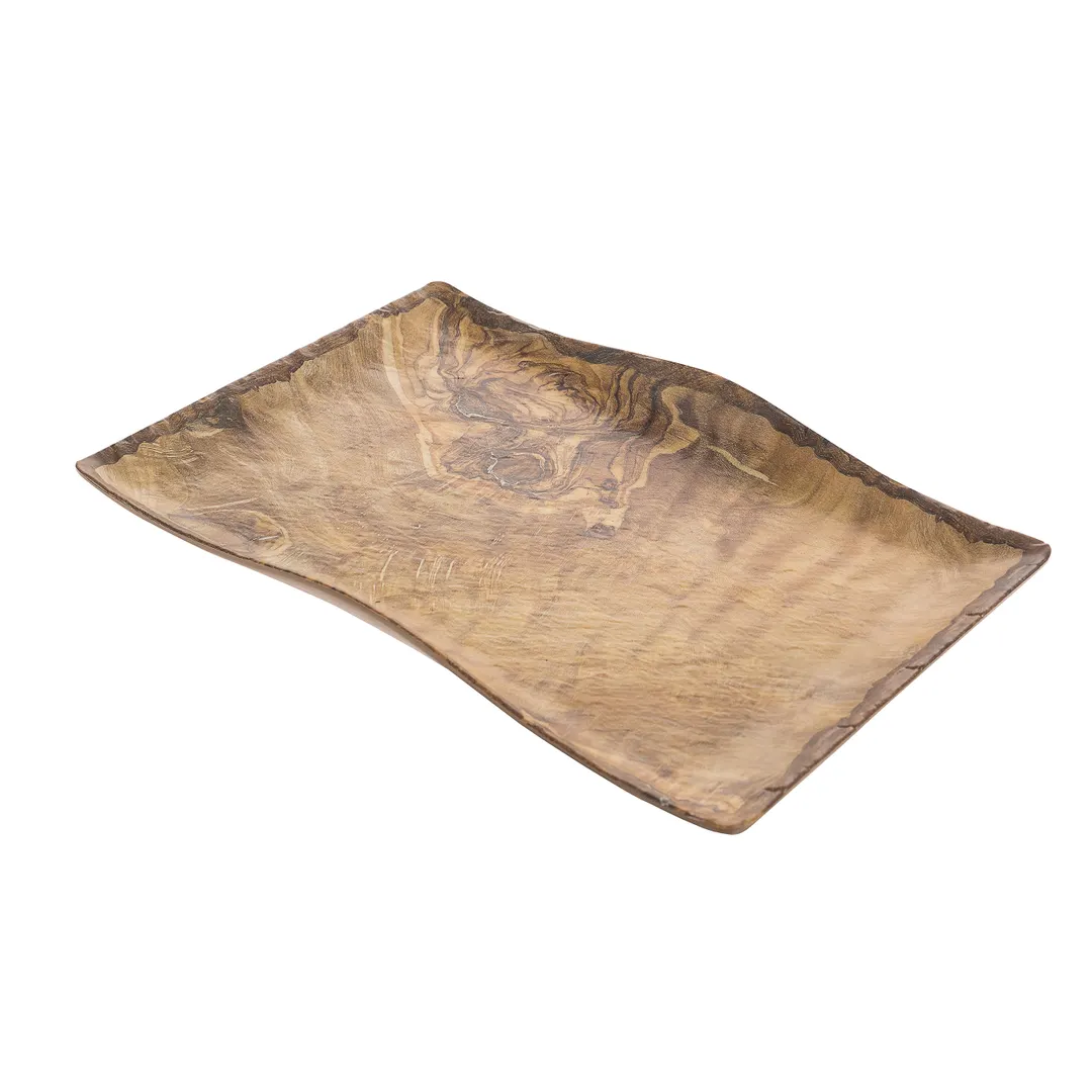 GET RFS504 Platter - 24½" L x 16" W x 2" H Melamine Rect, Natural Olive Wood, Dishwasher, BPA-Free