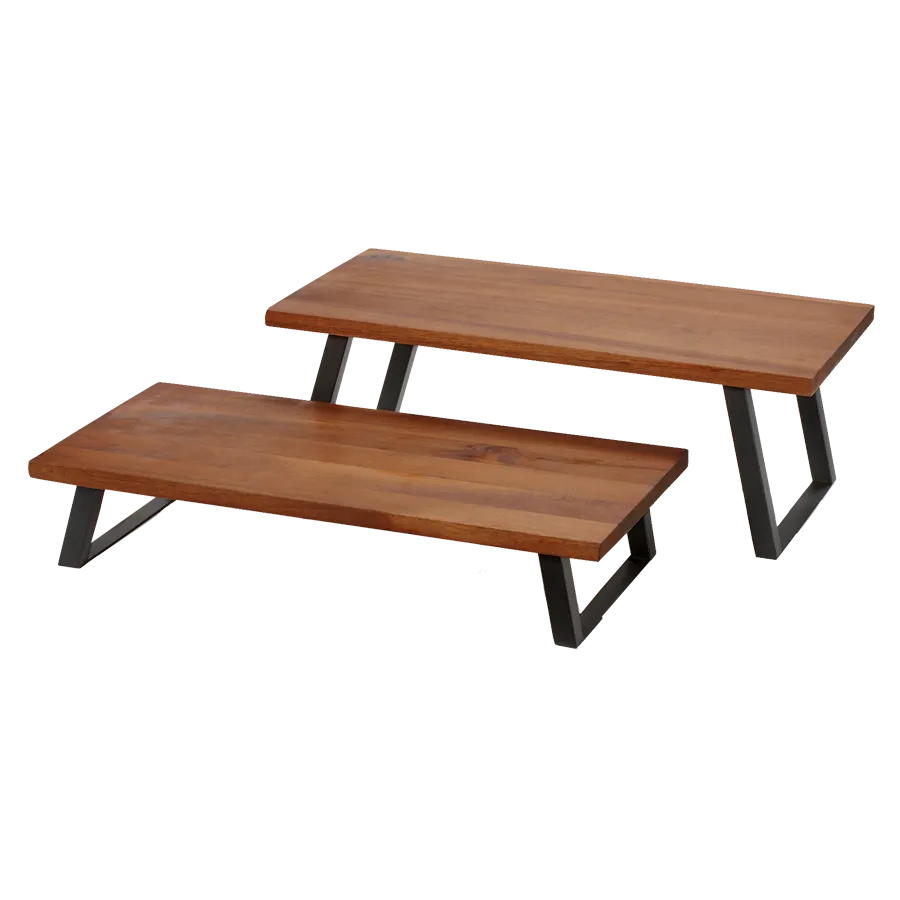 GET RISER-9-W Rectangular Riser 19.75" L x 9-4/5" W x 9" H, Walnut Top with Metal Legs, Brown
