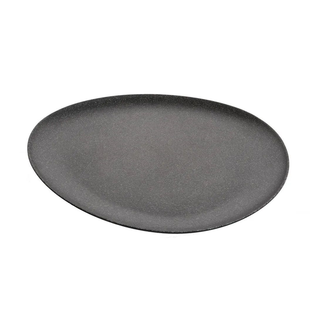 GET RIV221 Triangular Plate, 6-1/8" x 6-1/8", Two-Tone Stone Grey & Black, BPA-Free Melamine