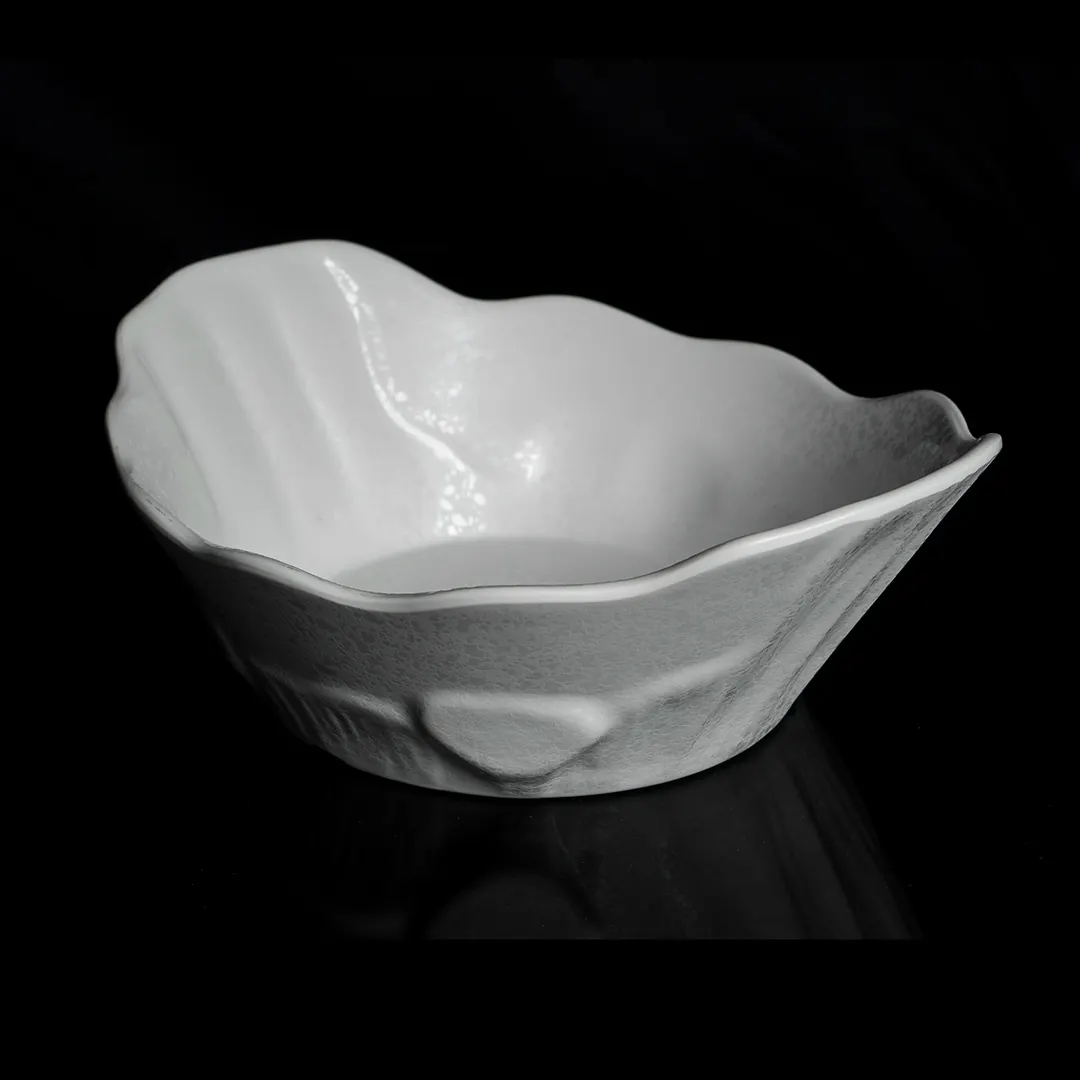GET RNX203 Rainex Bowl, 50-3/4 Oz., 10" L x 8-1/2" W x 3" H, Oval, BPA Free Melamine, Showered White