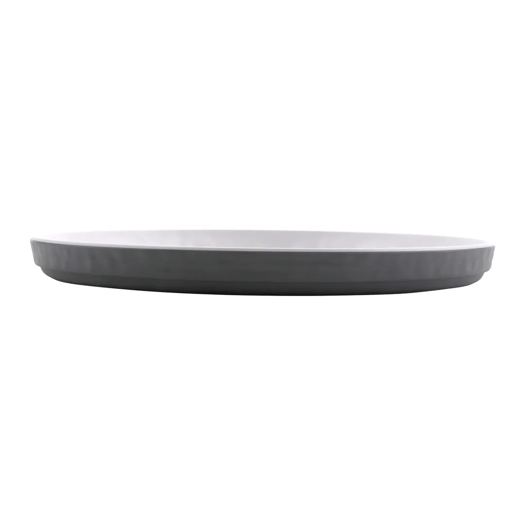 GET RP-2-9-WM/GRM Roca Dinner Plate, 9" Round, White/Gray Matte, Stackable Melamine, Dozen