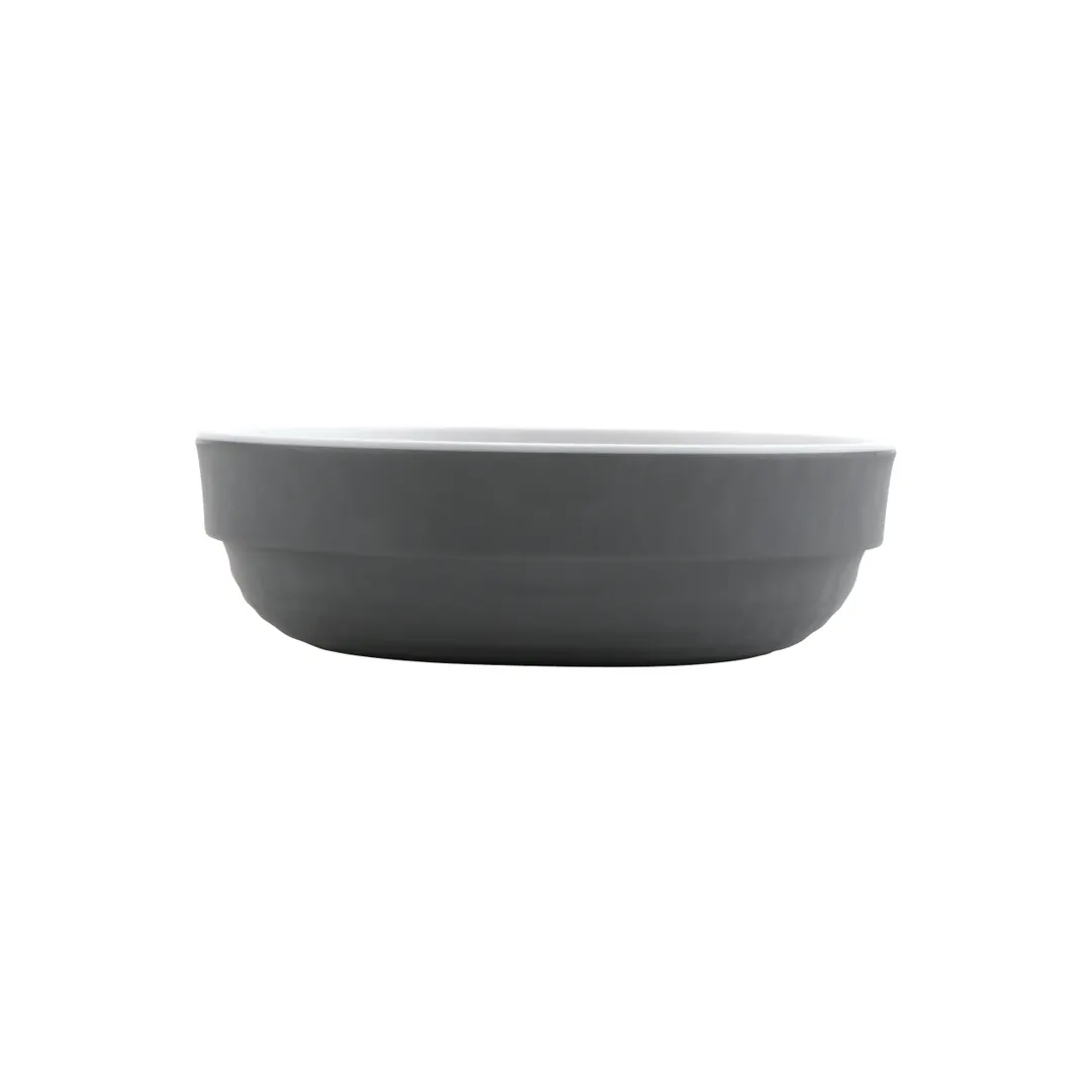 GET RR-2-5-WM/GRM Roca Balance Monkey Dish, 4 Oz, White/Gray Matte Melamine, Stackable - 1 Dozen