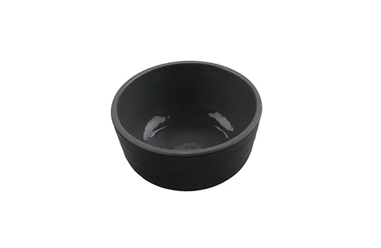 GET RR-3-GRS/BKM Roca Glazed Dish, 3 Oz., Black Matte, Round, Melamine, Break-Resistant - Dozen