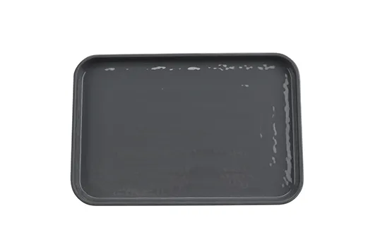 GET RS-128-GRS/BKM Roca Glazed Platter, 12" x 8", Melamine Gray/Black, Break‑Resistant - 1 Dozen