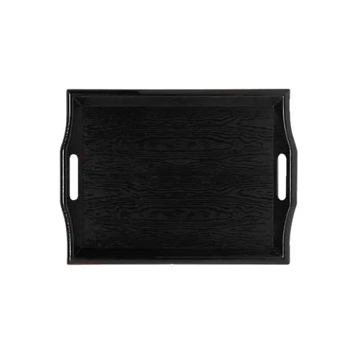 GET RST-1815-1-BK Room Service Tray, 19" x 14-1/4", Plastic Wood Look, Black, Dishwasher Safe