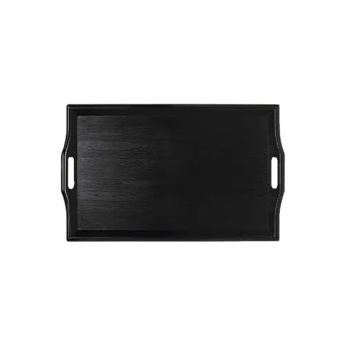 GET RST-2517-1-BK Room Service Tray 25" x 16" Rectangular Black Wood Look Plastic Dishwasher Safe