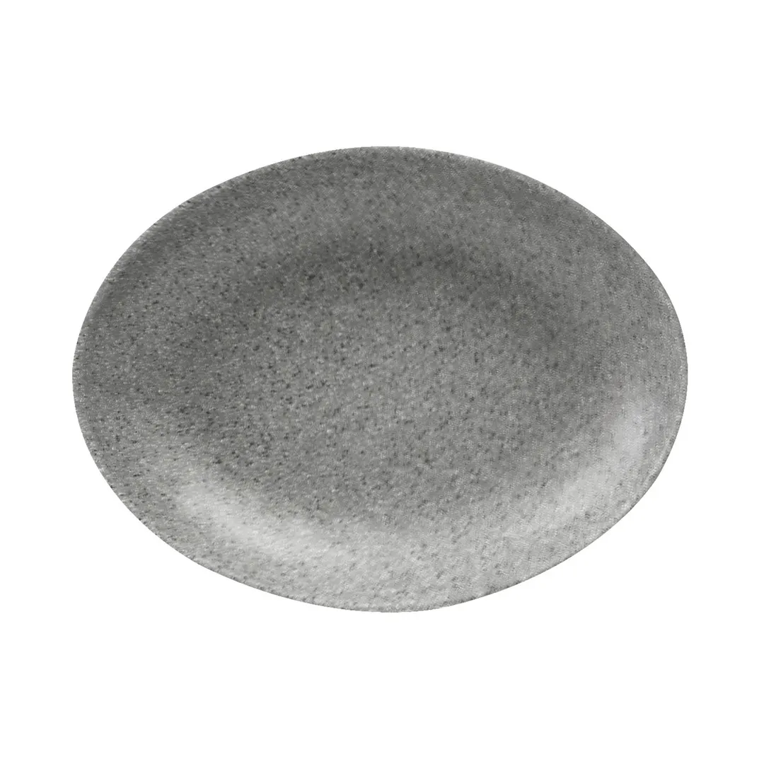 GET RT107OV-GS Elite Global Plate, 32 Oz., 10" x 7" x 2" Oval Deep Melamine Gray