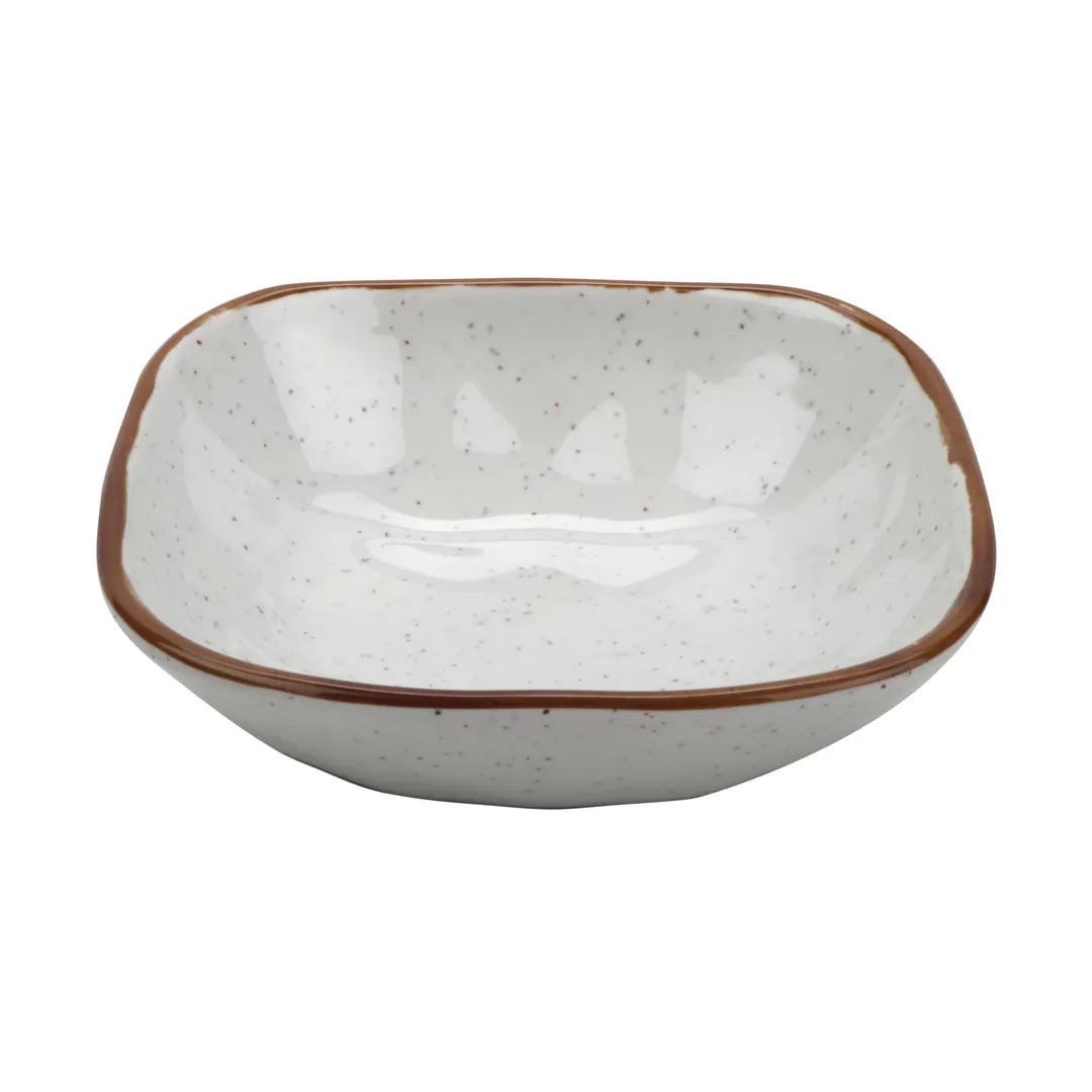 GET SB-14-RM Square Bowl, 14 Oz, 6" x 6" x 1.5" Melamine, Beige Cream, Brown Speckles & Rim - Dozen
