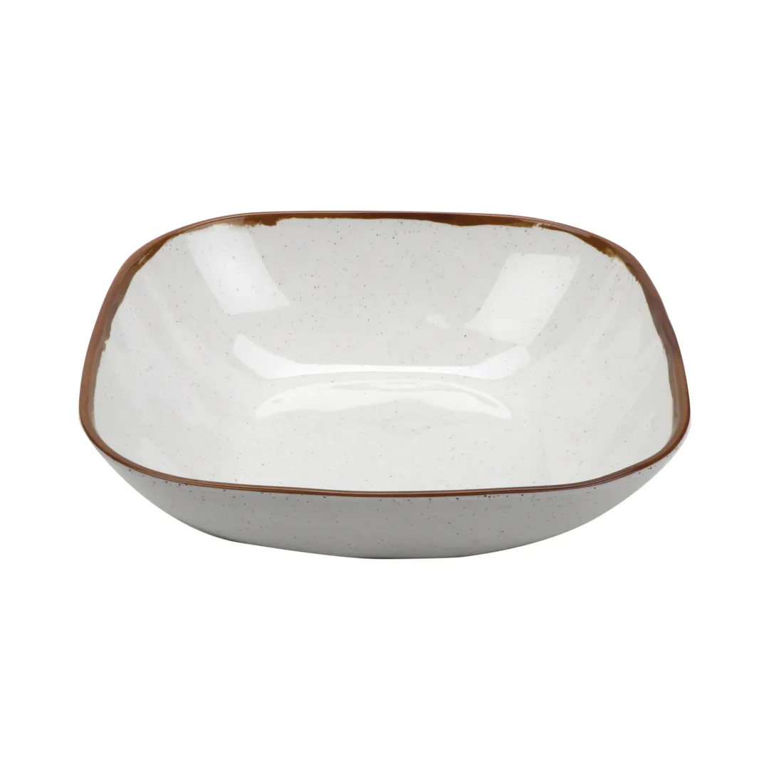 GET SB-182-RM Rustic Mill 5.7‑Qt Square Melamine Bowl, 13”×13”×3‑1/2” Beige with Brown Speckles