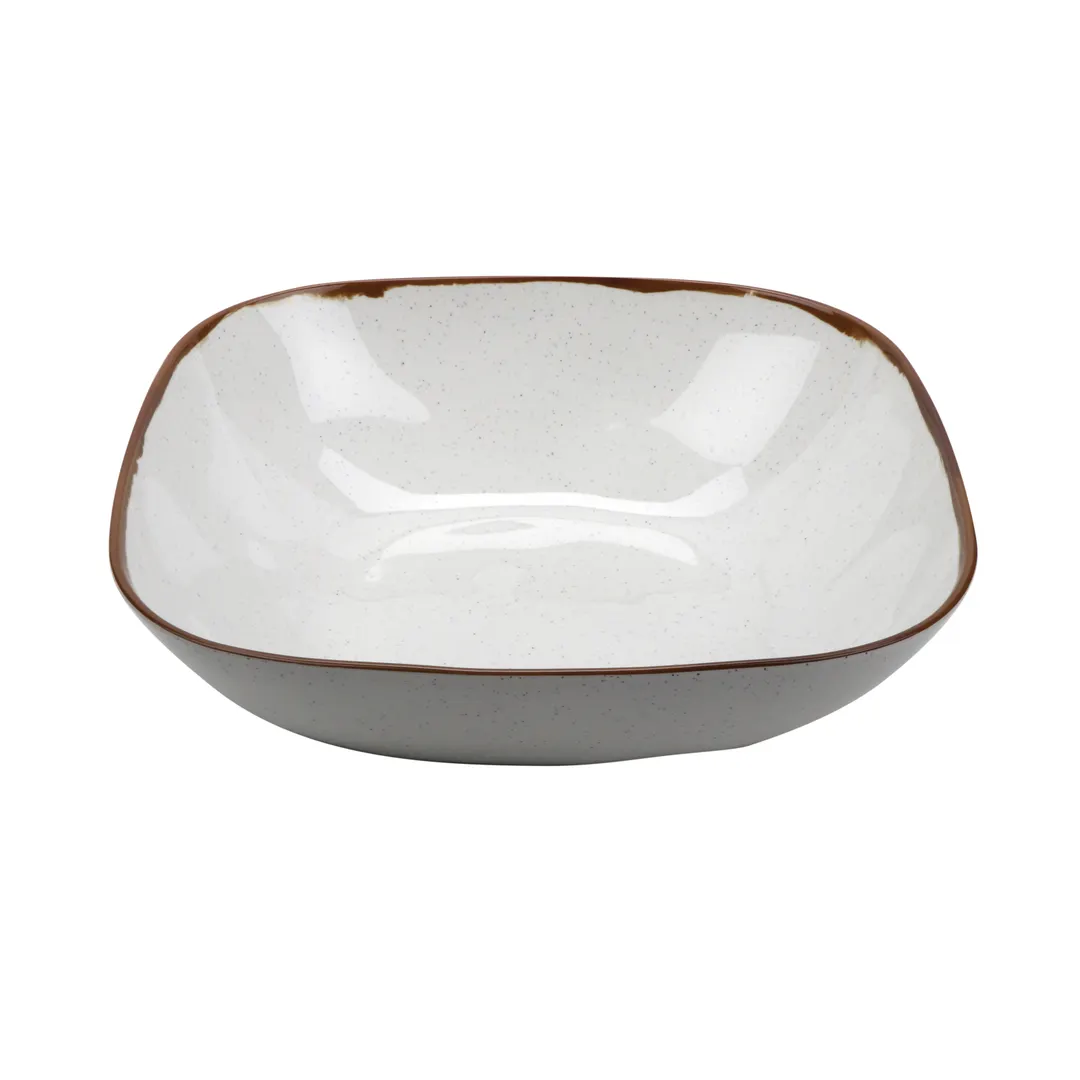 GET SB-410-RM Rustic Mill Square Bowl, 12.8 Qt 16" x 16" x 4.5" Melamine Beige, BPA‑Free
