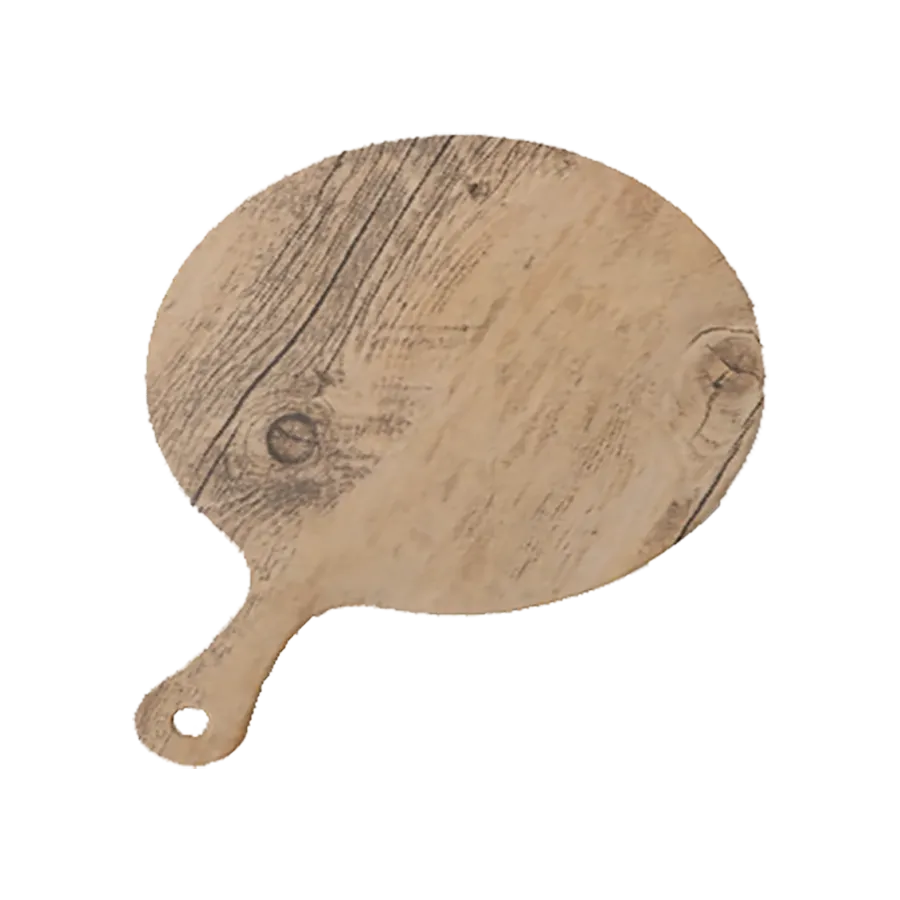 GET SB-775-OW Granville Display Board, 7-3/4" Dia. Round Melamine, Faux Oak, Handle, Dishwasher Safe