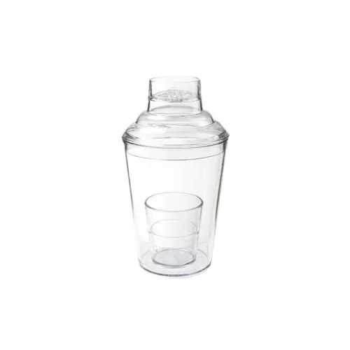 GET SH-175-1-CL 3-Piece 17-1/2 Oz Clear Plastic Cocktail Shaker Set - Dozen