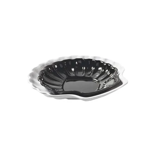 GET SH-8-BK Shell Plate, 8" Round Scalloped Melamine, Black, Break‑Resist, Dishwasher Safe - Dozen