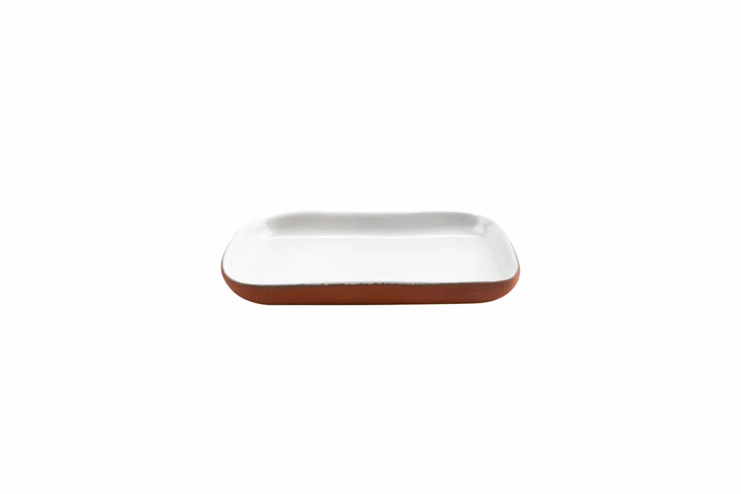 GET SH.BL-1702WHT Stone Heart White Terracotta Tray 8.27"W x 8.27"D x 7.48"H