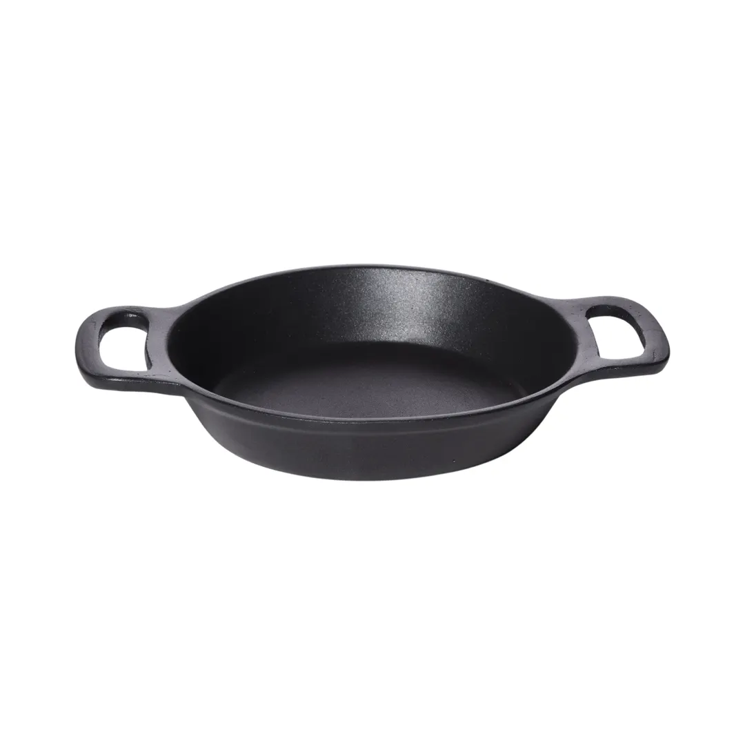 GET SKRO-14-ABK Heiss™ Server, 14 Oz., 6.03" Dia. x 1.09" H, Round, Black Cast Aluminum with Handles