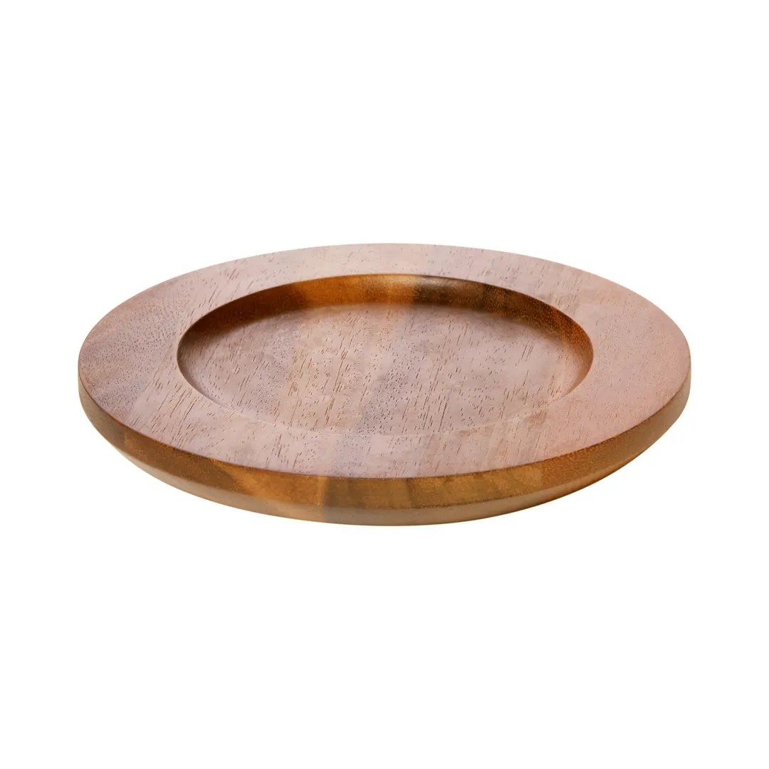 GET SKRO-14-BASE Heiss™ Underliner, 7.85" Dia. x 0.75" H, Wood Acacia, For 14 Oz Round Server
