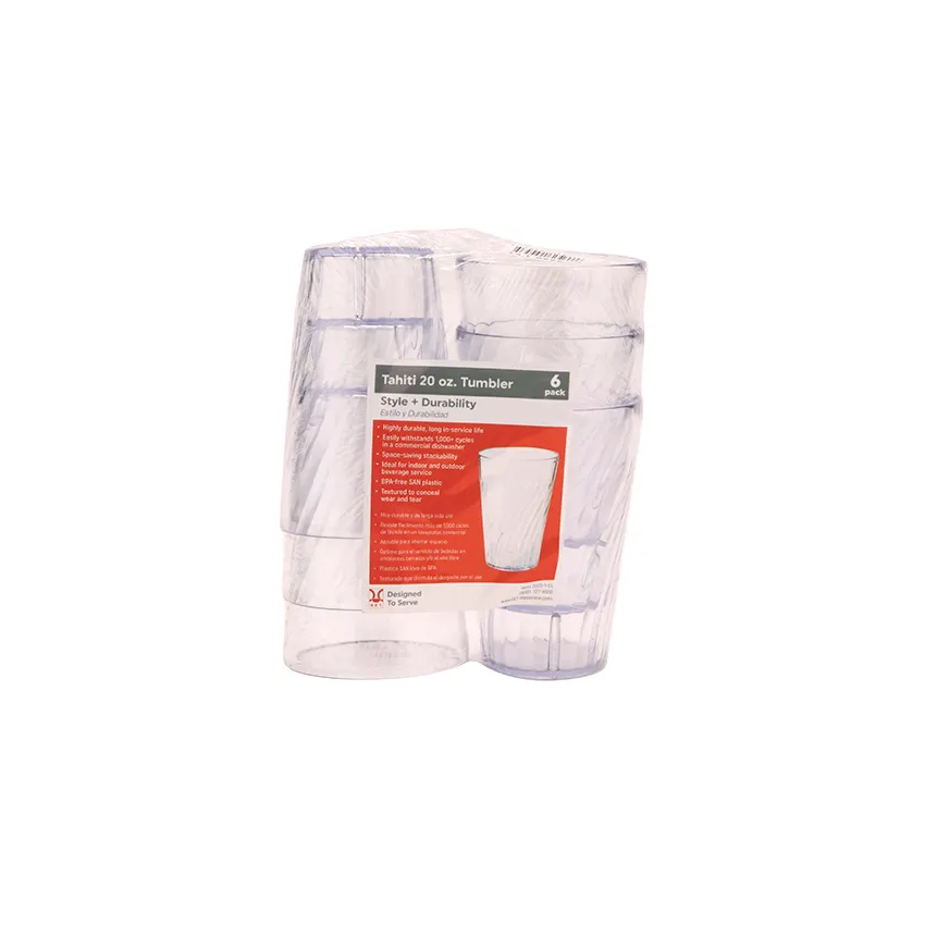 GET SP-2220-1-CL Tumbler, 20 Oz, Clear Textured SAN, BPA Free, 3-7/8" Dia x 5-3/4" H - Set