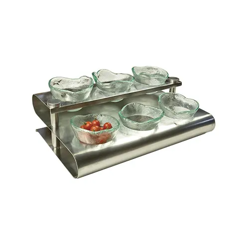 GET SSCOND-01 Condiment Rack, S‑Shaped 6‑Compartment, 15‑1/4" × 10" × 4‑1/2" Stainless Steel Silver