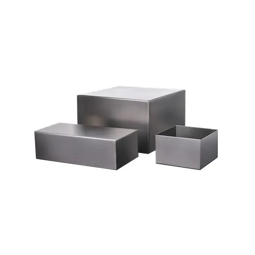 GET SSPAN-03 Uptown Display Pan Riser, 5" x 3"H, Square, Stainless Steel, Brushed Finish