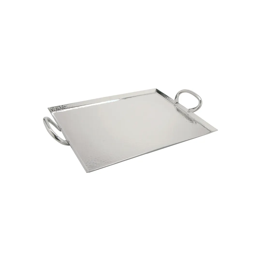 GET SSTPD-1612-MP Tray, 12" x 16" x 3/8", Stainless Steel, Silvers Hammered Mirror Finish, 2 Handles
