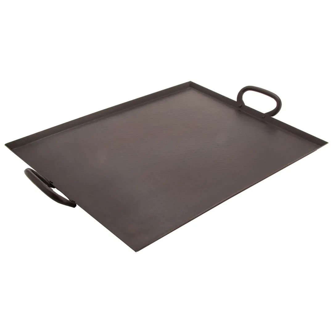 GET SSTPD-1915-ANT Tray, 15" x 19" x 3/8", Stainless Steel, Silver Antique Hammered Finish, 2 Handles