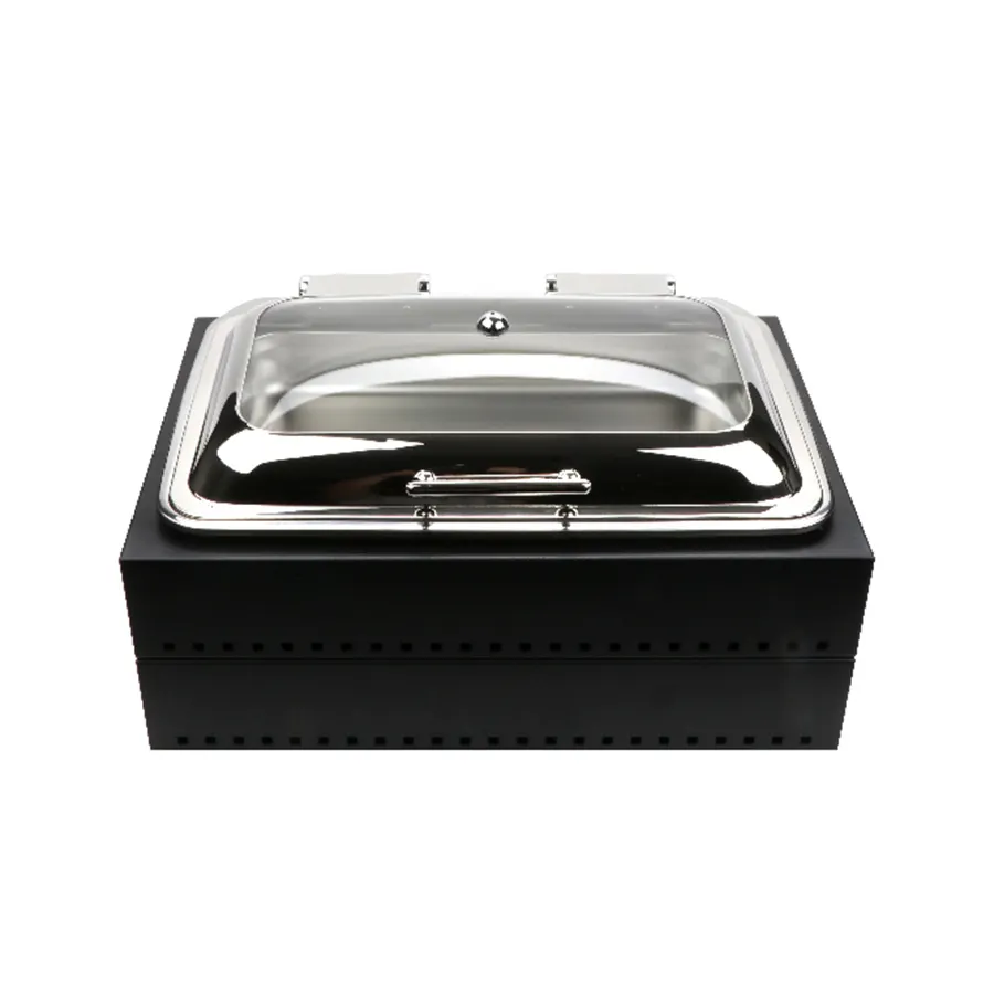 GET ST11602114K Strata Chafing Dish Kit, 8‑Qt Rectangular Stainless, Hinged Cover, Cases Included