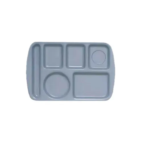 GET TL-151-T - 14.5" x 9.75" Melamine Tray, 6 Compartments, Tan, Left-Handed, NSF - 1 Dozen