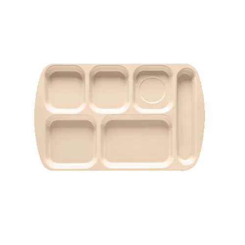 GET TR-151-T - 15-1/2" x 9-7/8" Melamine Tray Tan, Rectangular, 6 RH Compartments, NSF - 1 Dozen