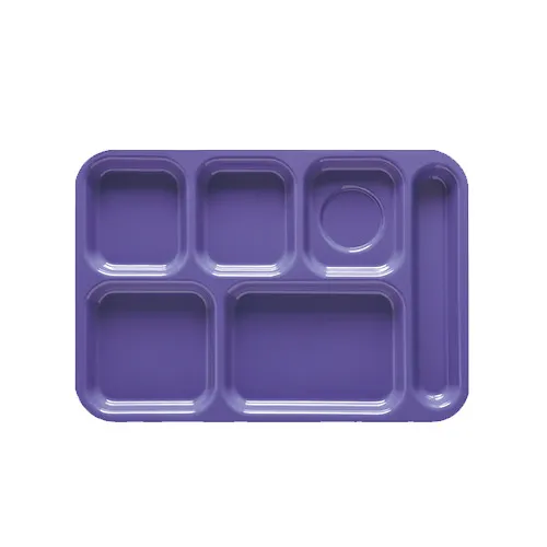 GET TR-152-T - 6-Compartment Rectangular ABS Tray, 14-3/8" x 9-7/8", Tan, Right-Handed - 1 Dozen