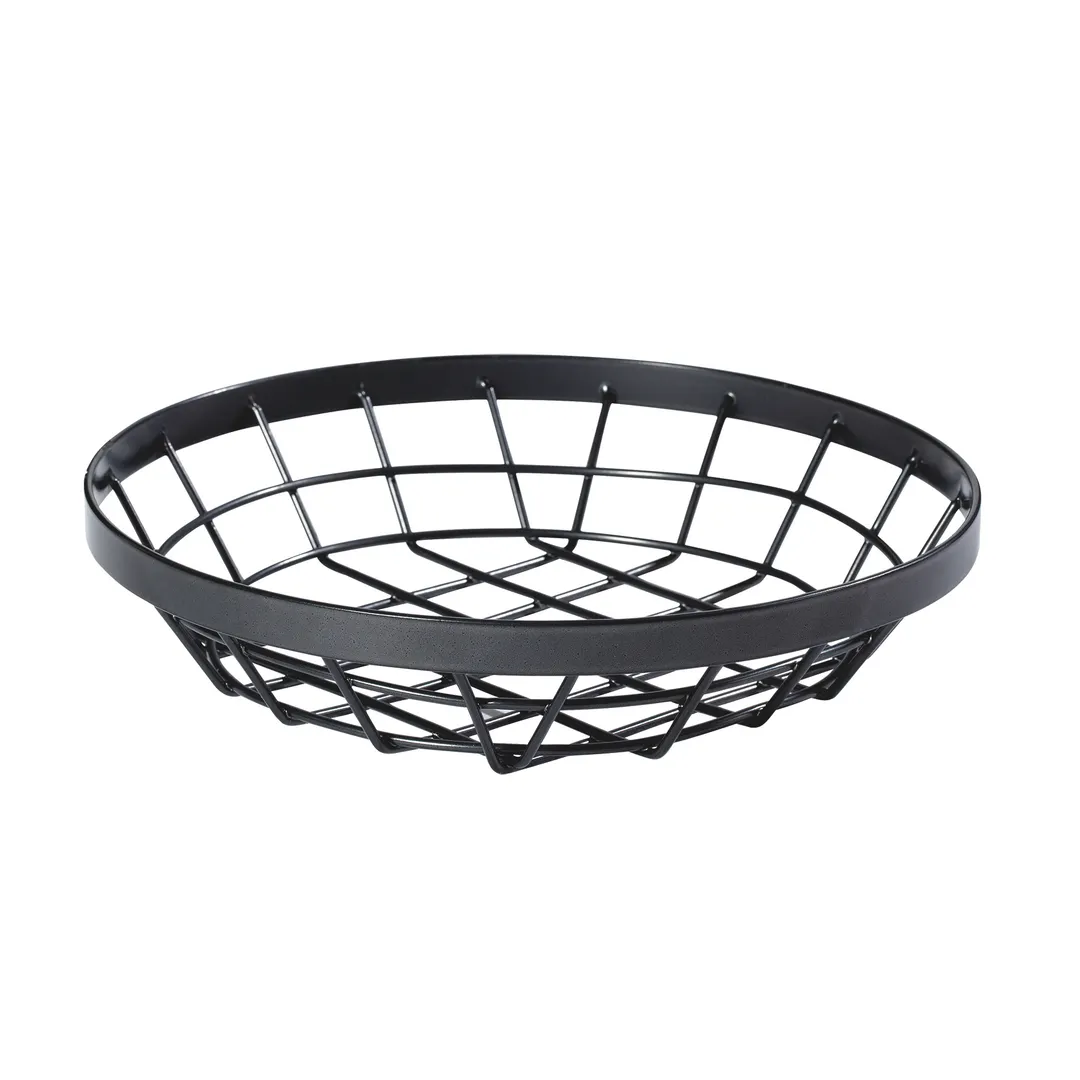 GET WB-1050-MG Vector Food Serving Basket, 10-1/2" Dia. x 1-3/4"H, Round, Wire, Metal Gray