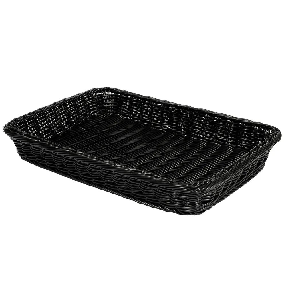 GET WB-1509-BK Polyweave Basket, 18" x 12-1/4" x 2-1/2"H, Rectangular, Polypropylene, Black