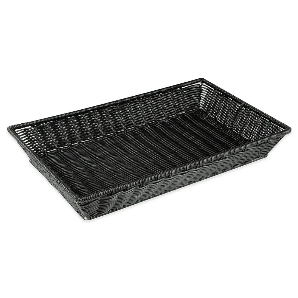 GET WB-1552-BK Polyweave Basket, 21" x 12-3/4" x 2-3/4" H, Black, Break‑Resistant Polypropylene
