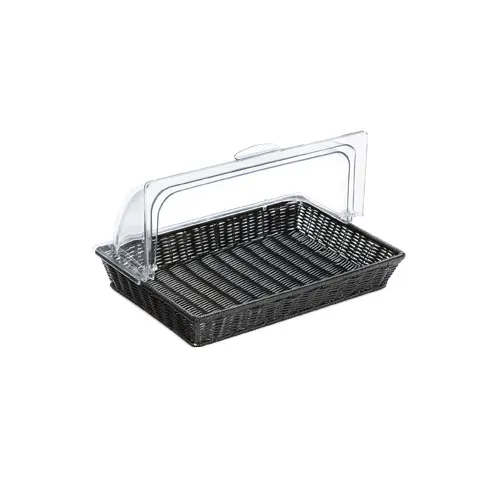 GET WB-1553-BK Clipper Mill Designer Polyweave Basket, 16-1/4" x 11" x 2-1/2"H, Rectangular, PP, Black
