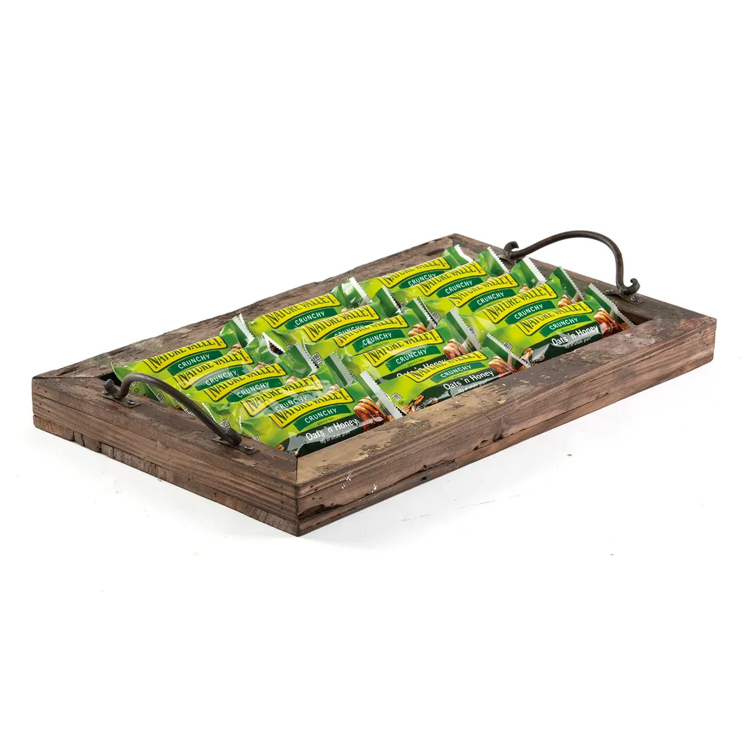 GET WB-1912-RWD Serving Tray, 19" x 11-1/2" x 1-1/2", Rectangular Brown Reclaimed Wood