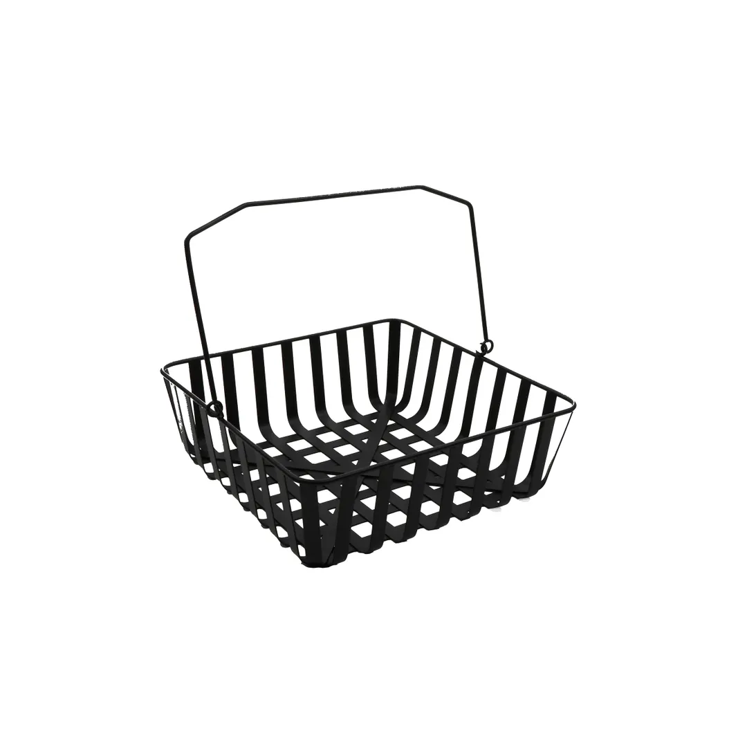 GET WB-560-BK Urban Renewal Harvest Basket, 12" x 12" x 4-1/4" Square, Black Metal Strap, Handle